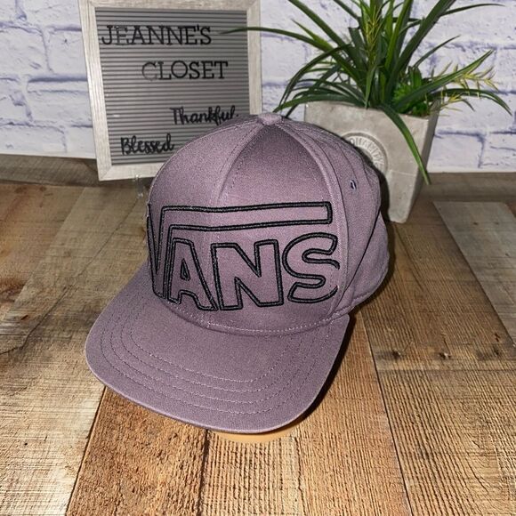 VANS Men's Drop V Snap Back Hat Cap Grey Black Embroidered Logo Adjustable - Picture 8 of 9